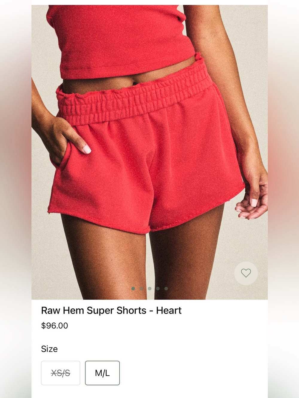 Daily Drills Raw Hem Super Shorts - Heart Red